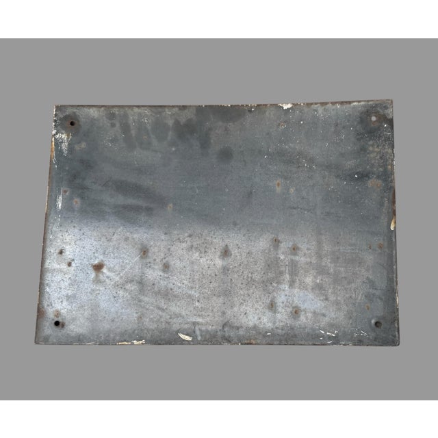 Blue & White Antique Porcelain Office W Right Arrow Advertising Sign For Sale - Image 4 of 4