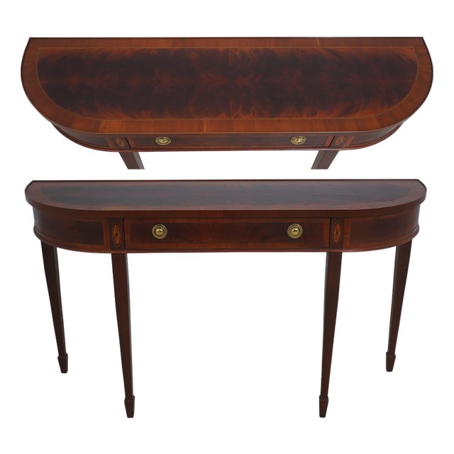 Hekman Crotch Mahogany 1 Drawer Console Hall Table For Sale