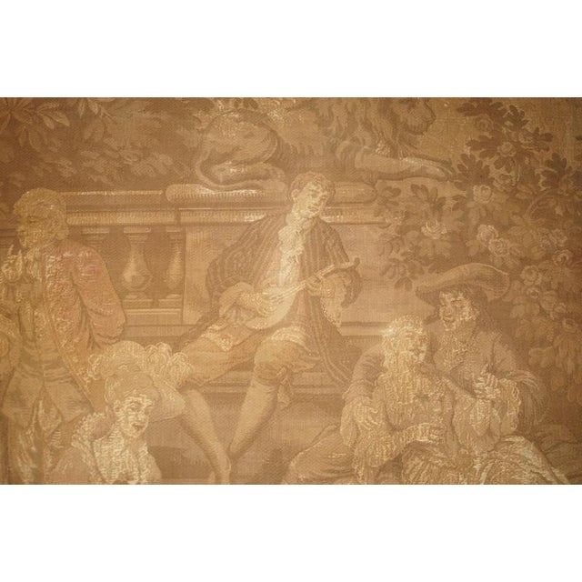 Gold Antique Tapestry of Watteau-Esque Figures After Antoine Watteau, 1880a For Sale - Image 8 of 18