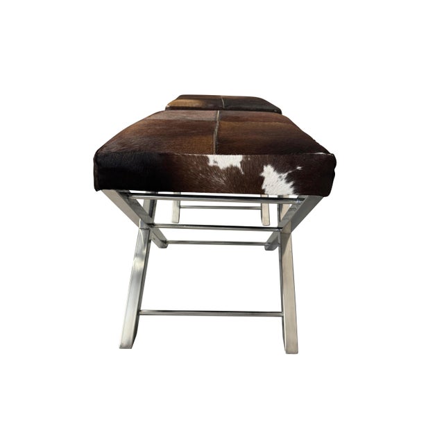 Mid 20th Century Cow Hide Benches with Chrome Bases - A Pair For Sale - Image 17 of 18