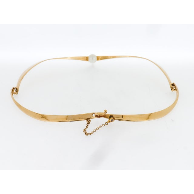 Ed Wiener Modernist 14k Gold & Pearl Curvex Choker Necklace or Collar For Sale - Image 9 of 18