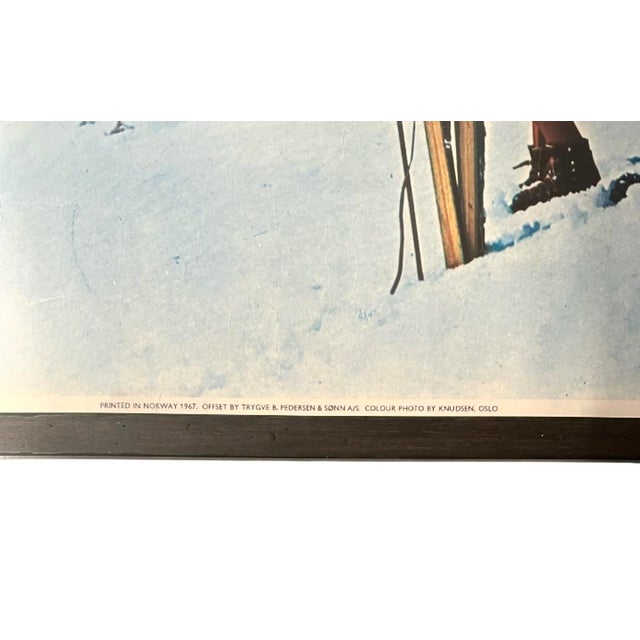 Vintage Norway Snow Sun Fun Ski Travel Tourism Framed 1967 Poster 41"h For Sale - Image 4 of 9