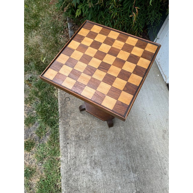 Wood Inlaid Top Chess Checker Game Side Table Chairish