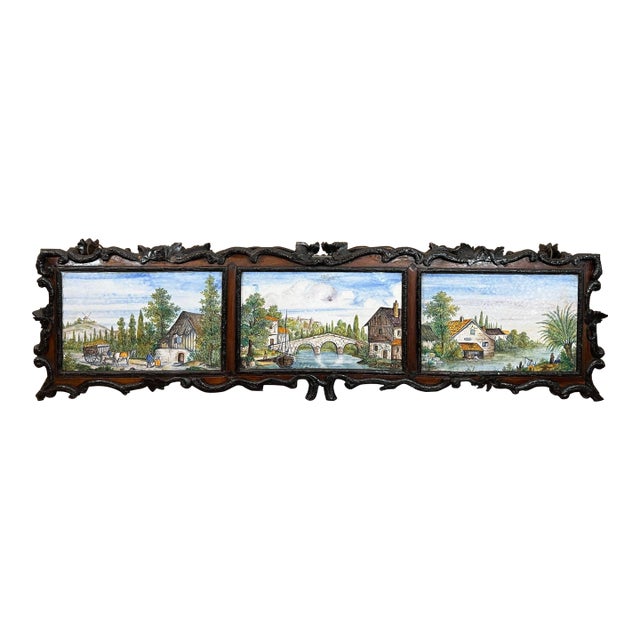 Antique French Jardiniere Planter Black Forest Loebnitz Faience Walnut C1870 For Sale