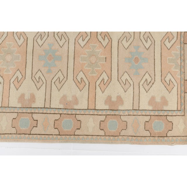 Textile 1960s Neutral Beige & Sage Green Hand-Knotted Rug For Sale - Image 7 of 10