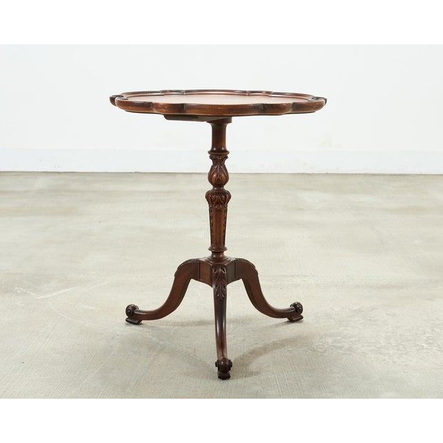 Brown Georgian Style Carved Mahogany Pie Crust Tripod Drinks Table For Sale - Image 8 of 18