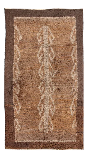 Vintage Turkish Tulu Rug Featuring Warm Shades of Mocha, Walnut, and Gray
