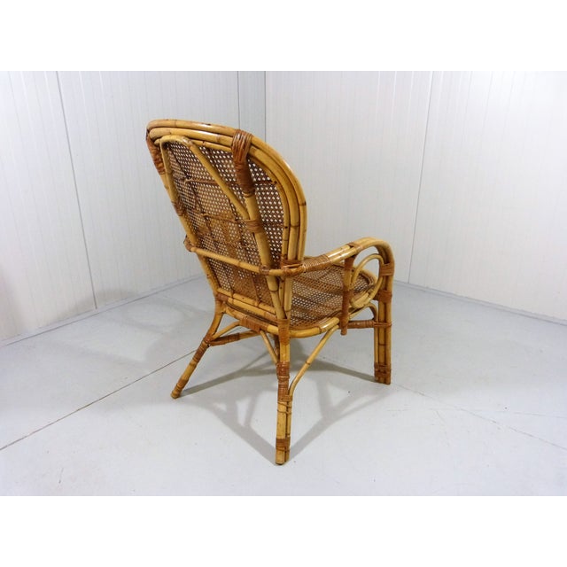 Italian Rattan Easy Armchair, Italy, 1970s For Sale - Image 9 of 14