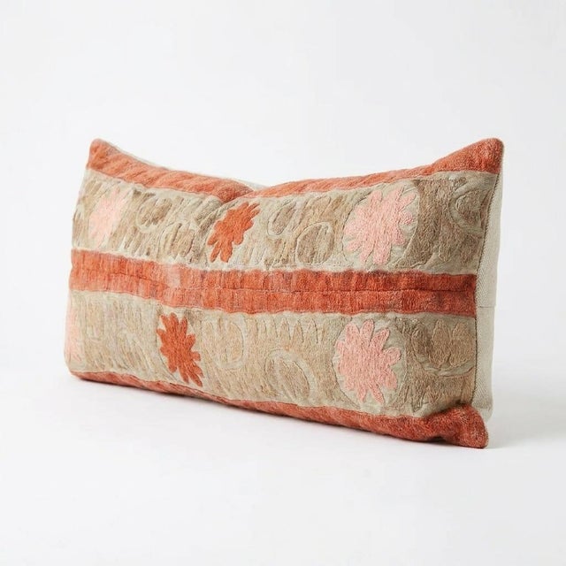 Mid-Century Modern Uzbek Suzani Bedding Pillow Cover 13'' X 48'' For Sale - Image 3 of 5