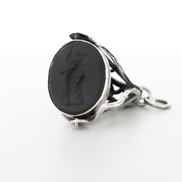 Pair of Antique Spinner Watch Fobs With Wedgwood & Bentley Basalt Intaglio Seals For Sale - Image 17 of 18