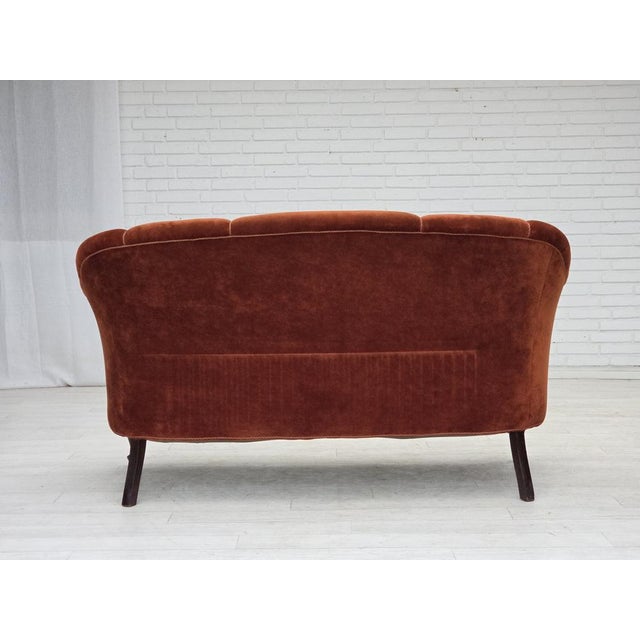 Danish 2-Seater Sofa in Velour and Oak, 1950s For Sale - Image 12 of 18
