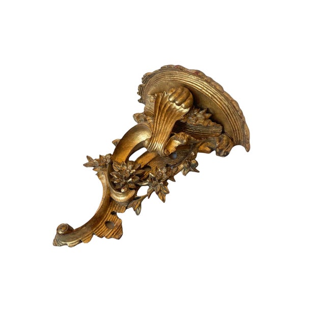 Mid 20th Century Large Vintage Carved Giltwood Italian Wall Brackets - a Pair For Sale In Atlanta - Image 6 of 11