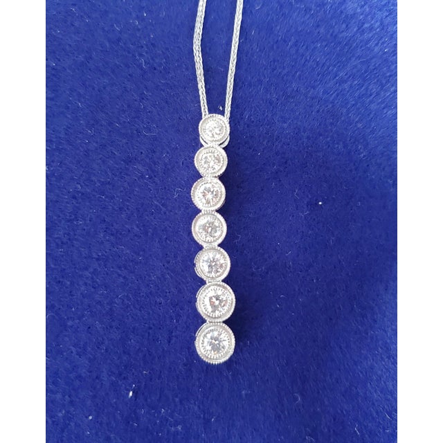 Vertical Bezel Set Diamond Necklace 1.50cttw 14K White Gold For Sale - Image 4 of 4