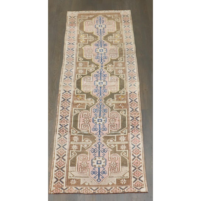 Narrow Short Vintage Turkish Anatolian Runner rug no.j5149 For Sale - Image 4 of 8
