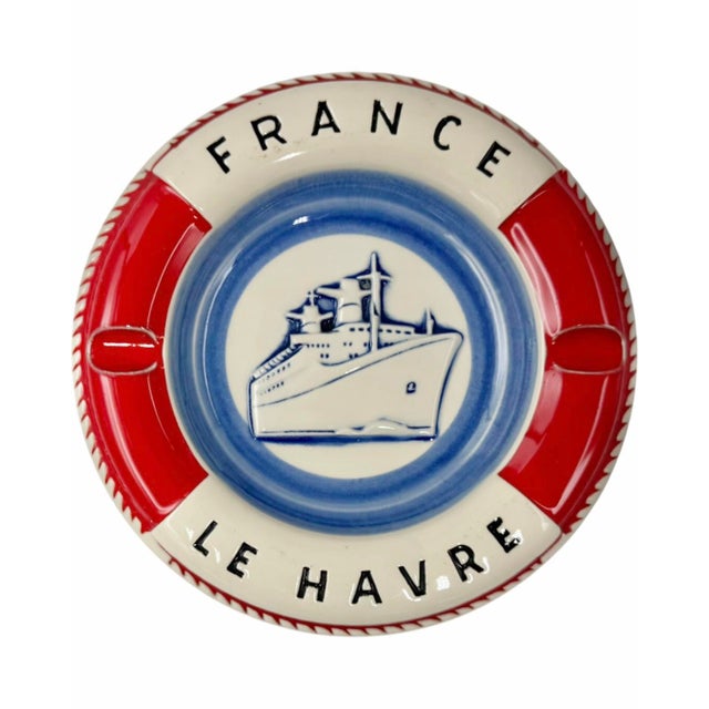 Vintage Ss France Le Havre Ocean Liner Nautical Ashtray For Sale - Image 11 of 11