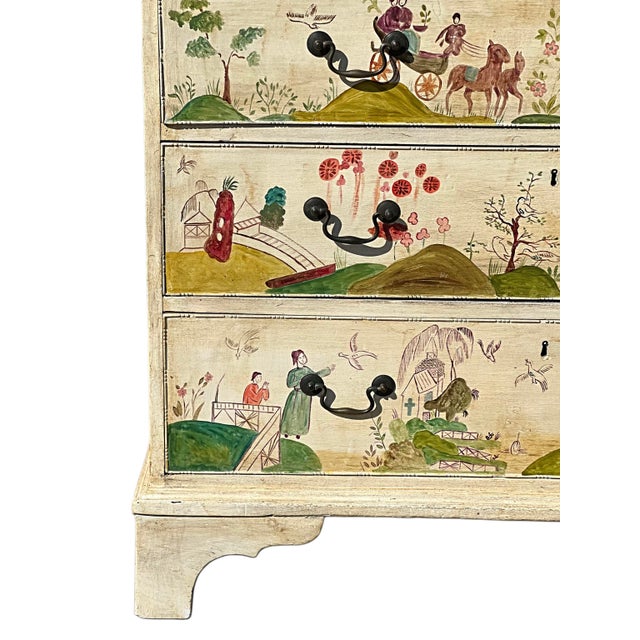 Chinoiserie Early 19th Century George Ill Painted Chinoiserie Chest For Sale - Image 3 of 17