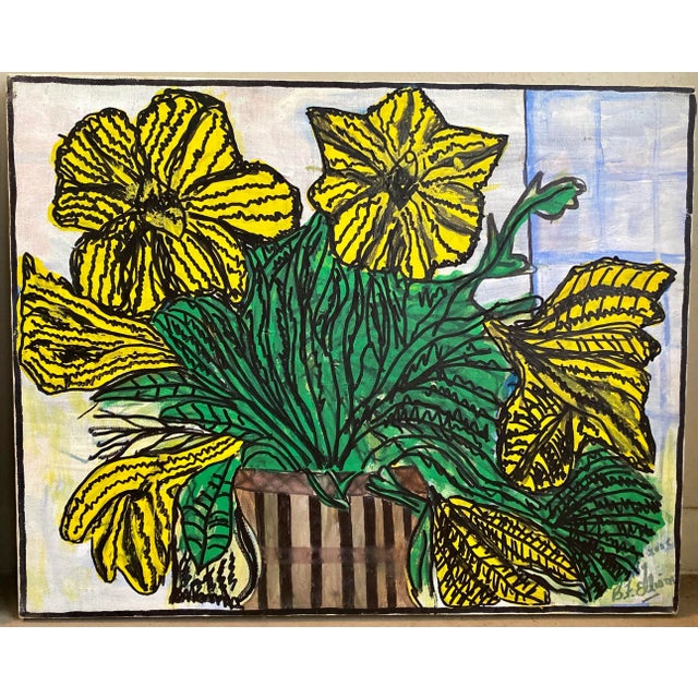 Postmodern Still Life Paintings of Flowers - a Pair For Sale - Image 3 of 5