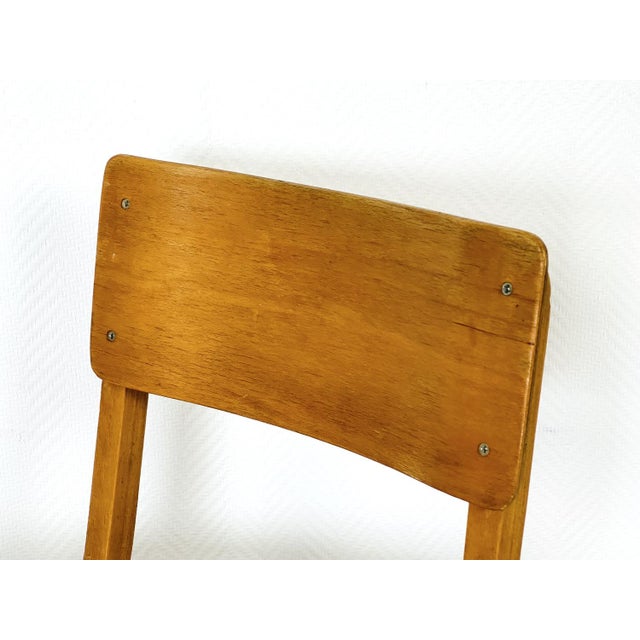 Set of Vintage School Chairs in Beech, 1960 For Sale - Image 14 of 16