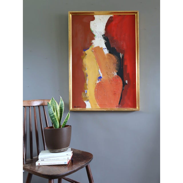 Mid-Century Modern Mid-Century Modern 'Weight of Warmth' Abstract Oil Painting by Swedish Painter Hans Osswald (1919-1983), Framed For Sale - Image 3 of 14