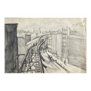 1940s Frank Wallace Elevated Train Drawing For Sale