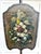 French Provincial Antique Hand-Painted Floral Tôle Shield Fireplace Screen on Wrought Iron Stand For Sale - Image 3 of 12