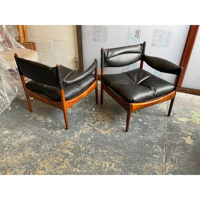 Soren Willadsen Mobelfabrik Set of 2 Kristian Solmer Vedel “Modus” Settee, Tropical Wood & Leather, 1963 For Sale - Image 4 of 12