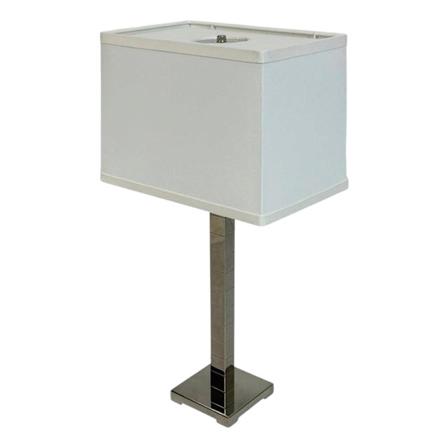 Marian Jamieson "Cube" Table Lamp Polished Nickel Modernist Design For Sale