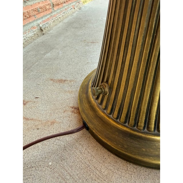 Mid-Century Modern Mid 20th Century Hollywood Regency Art Deco Rembrandt Brass Torchiere Lamp For Sale - Image 3 of 10