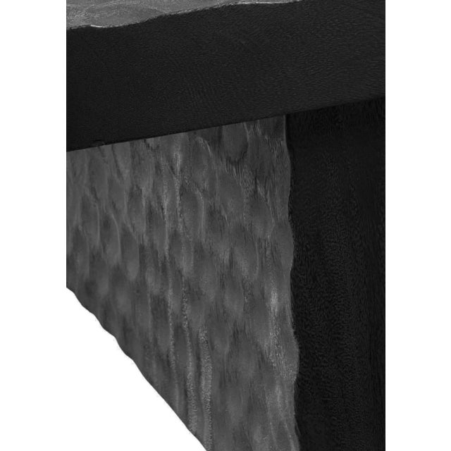 Black Suar Wood Sofa Table Burnt Finish Modern Organic For Sale - Image 8 of 13