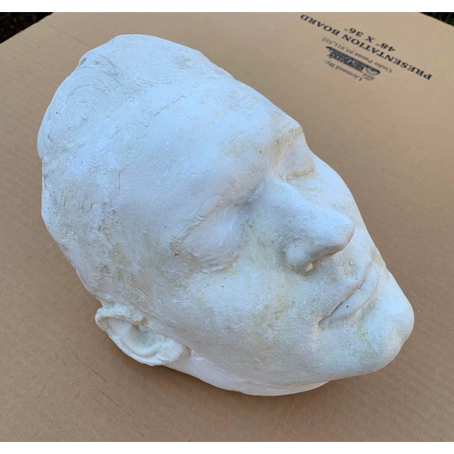 Vintage plaster sculpture artist's casting of a man's head, circa early to mid 20th C, possibly 1920s, with a touch of Art...