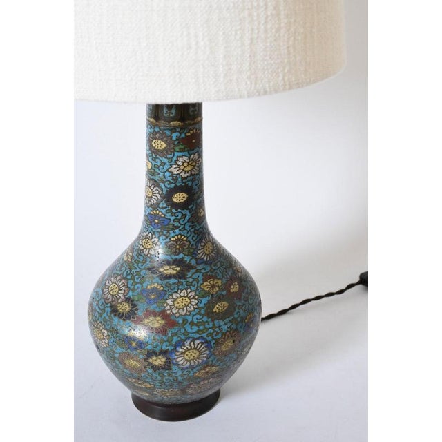 Blue Cloisonné Bronze Lamps, Set of 2 For Sale - Image 5 of 6