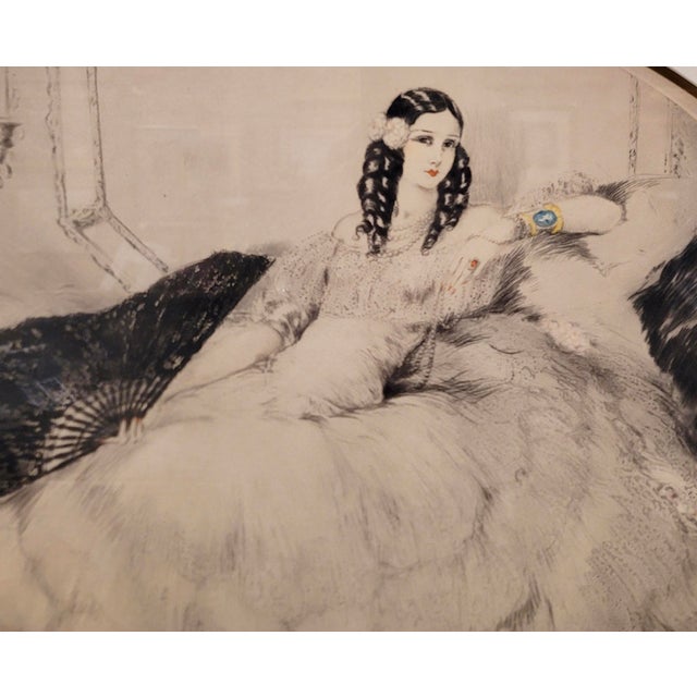 Louis Icart Louis Icart - The Woman With the Black Fan -Original 1931 Etching For Sale - Image 4 of 9