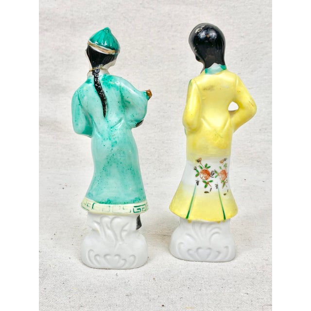 Chinese Vintage Chinese Male and Female Figurines-A Pair For Sale - Image 3 of 12