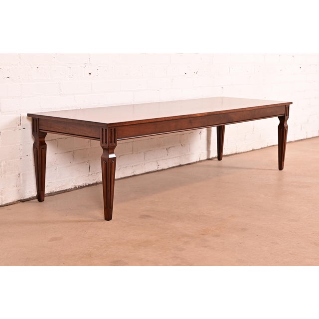 Baker Furniture French Regency Louis XVI Carved Walnut Coffee Table or Cocktail Table, Newly Refinished For Sale - Image 15 of 15
