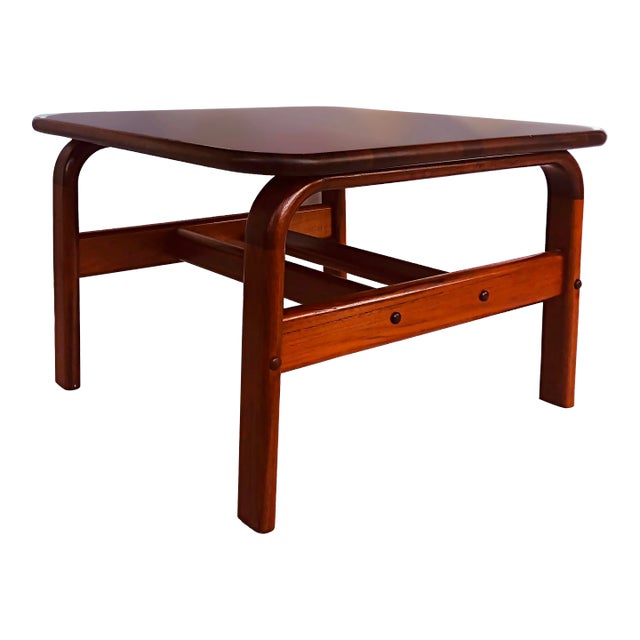 Danish Modern Solid Teak Side Table Rounded Edges & Curved Legs For Sale
