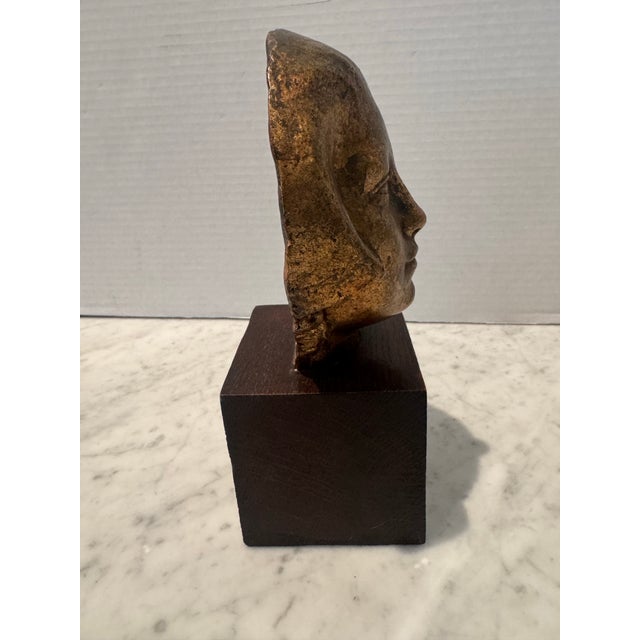 Gold Sculpture “Tete De Femme” by French Artist Albert Patrisse For Sale - Image 8 of 9