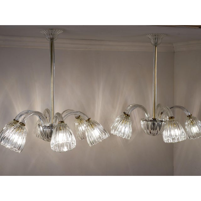 Murano Glass Chandeliers attributed to Barovier & Toso, Italy, 1940s, Set of 2 For Sale - Image 13 of 14