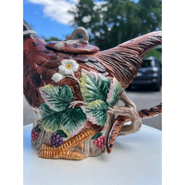 Figurative Fitz and Floyd Holiday Pheasant Tea Pot. For Sale - Image 3 of 7