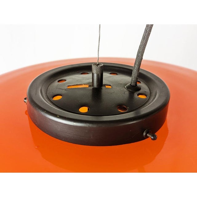 Orange & White Incamiciato Murano Glass Pendant Lamp attributed to Vistosi, 1960s For Sale - Image 9 of 14