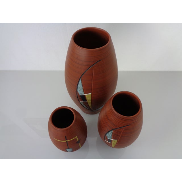 1950s Mid-Century Ceramic Vases from Decora, Germany, 1950s, Set of 3 For Sale - Image 5 of 9