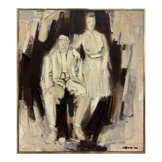 John Emanuel Mid-Century Abstract Impasto Portrait Painting For Sale