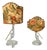 Italian Art Deco Table Lamps in Murano Glass and Floral Fabric attributed to Seguso, 1930s, Set of 2 For Sale