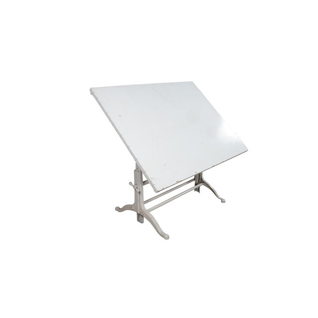 Industrial Antique Cast Iron Rack-and-Pinion Mechanical Work Desk Architects Drafting Table For Sale - Image 3 of 18