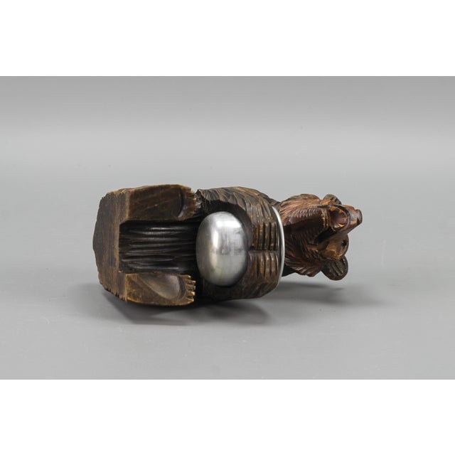 Hand-Carved Black Forest Bear with Aluminum Pot, 1920s For Sale - Image 14 of 18