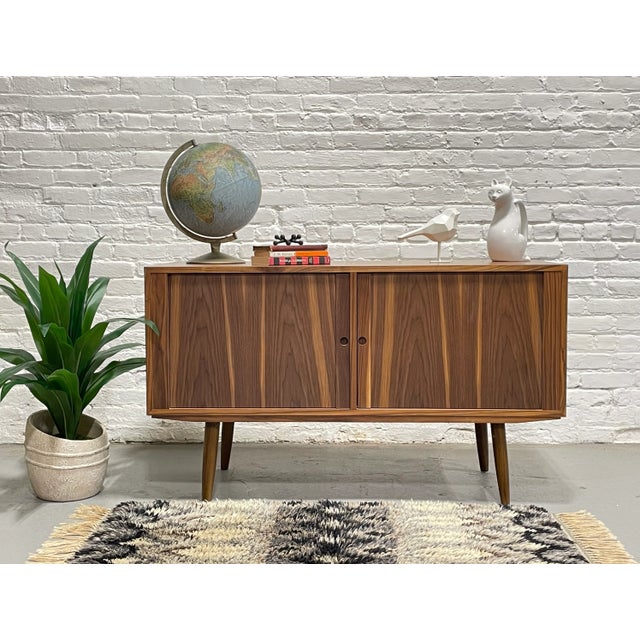 Apartment Sized Mid Century Modern Credenza | Walnut Sideboard by Bruno Hansen, Made in Denmark For Sale In New York - Image 6 of 14