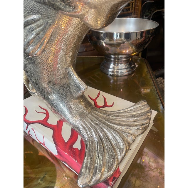 1970s Silver Fish Ice Bottle Cooler, Huge, Italian Silver Plate For Sale - Image 10 of 15
