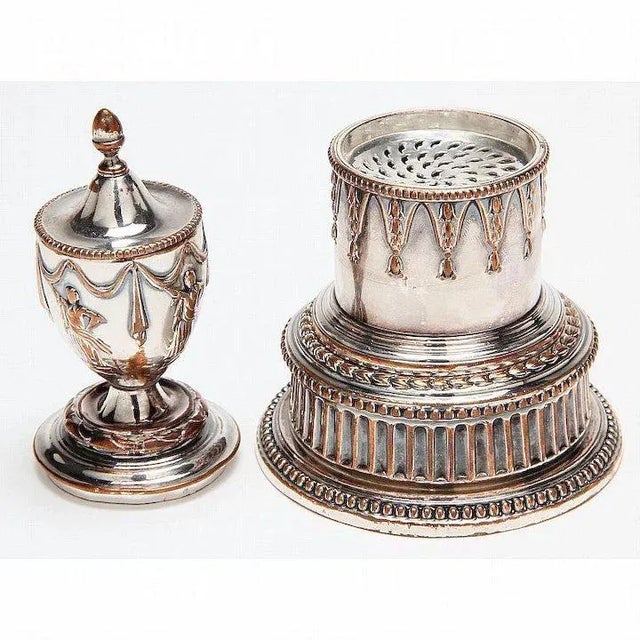 18th Century Old Sheffield Silver on Copper Desk Inkwell Stand 1790 - 1800 For Sale - Image 4 of 6