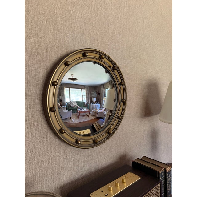 Hollywood Regency Vintage Convex Federalist Bullseye Mirror For Sale - Image 3 of 10