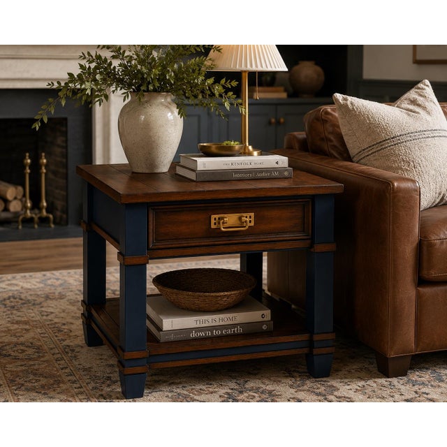 Contemporary Late 20th Century Old Chapel Midnight Reserve™ Mission End Table Satin Walnut & Antique Gold Edition For Sale - Image 3 of 3