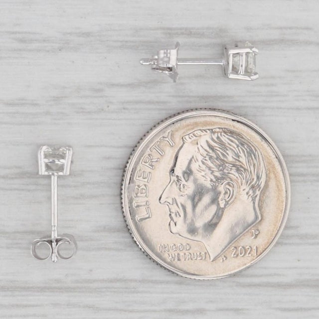 New 0.47ctw Diamond Stud Earrings 14k White Gold Round Solitaire Studs - 2 Pieces For Sale In Greensboro - Image 6 of 6